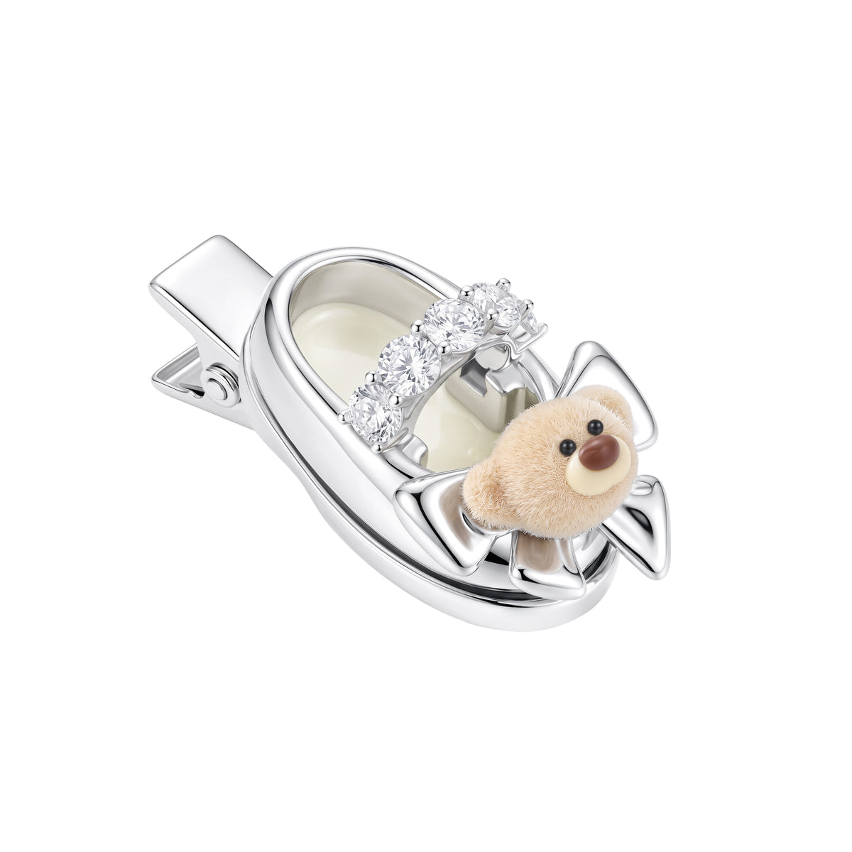 13DE MARZO Shoe Bow Bear Hair Clip Silver