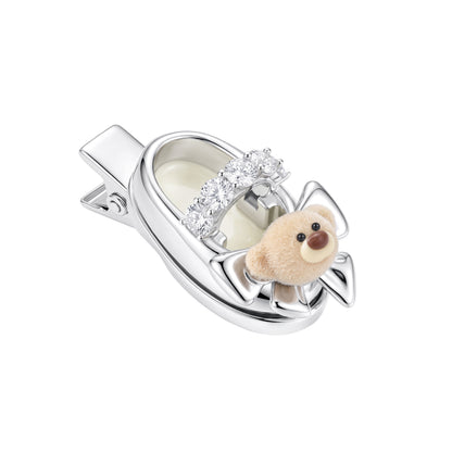 13DE MARZO Shoe Bow Bear Hair Clip Silver