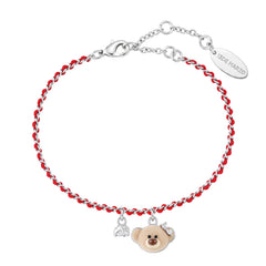 13DE MARZO Flocked Bear Red Cord Bracelet