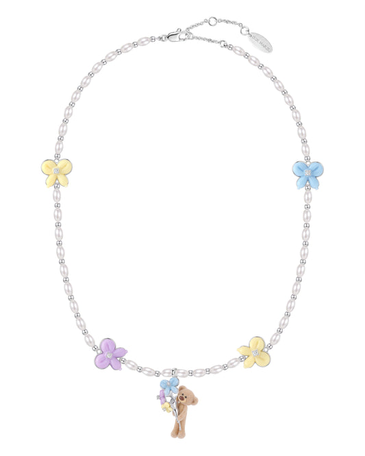 13DE MARZO Balloon Bow Bear Necklace