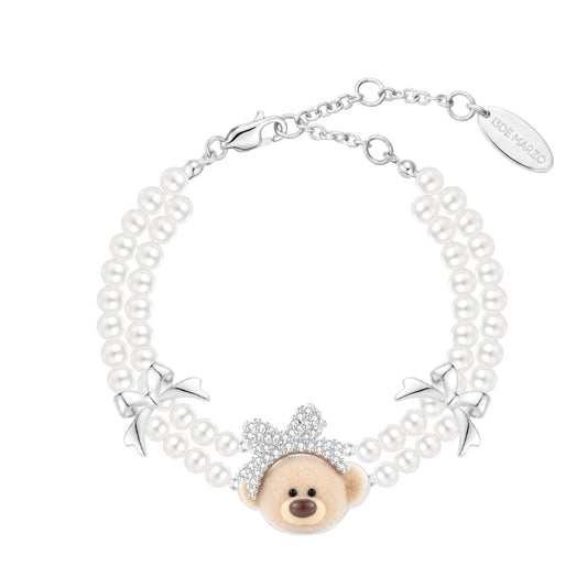 13DE MARZO Bow Bear Pearl Bracelet