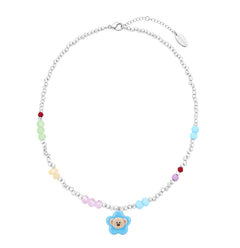 13DE MARZO Colorful Floral Bear Necklace