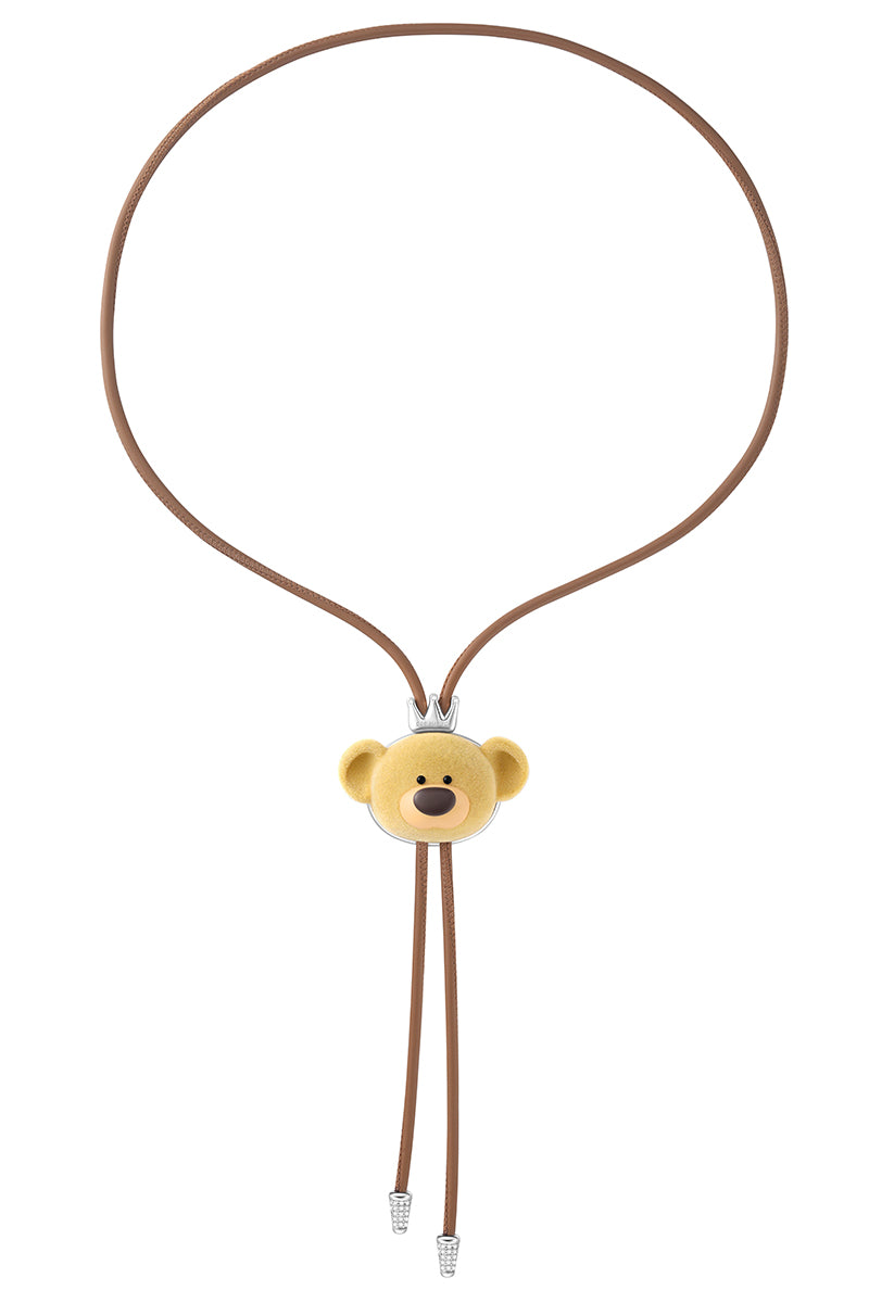 13DE MARZO Flocked Bear Bow Tie Necklace