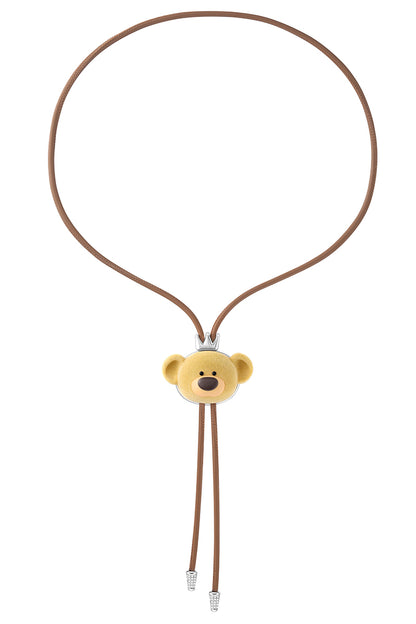 13DE MARZO Flocked Bear Bow Tie Necklace