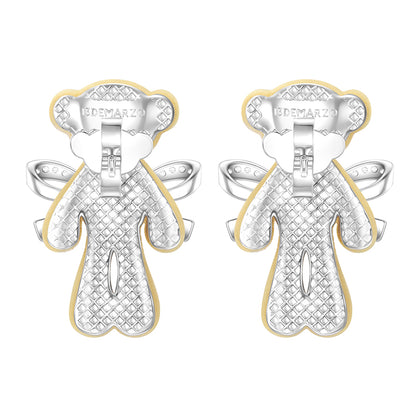 13DE MARZO Bow Crystal Rhinestone Bear Ear Studs