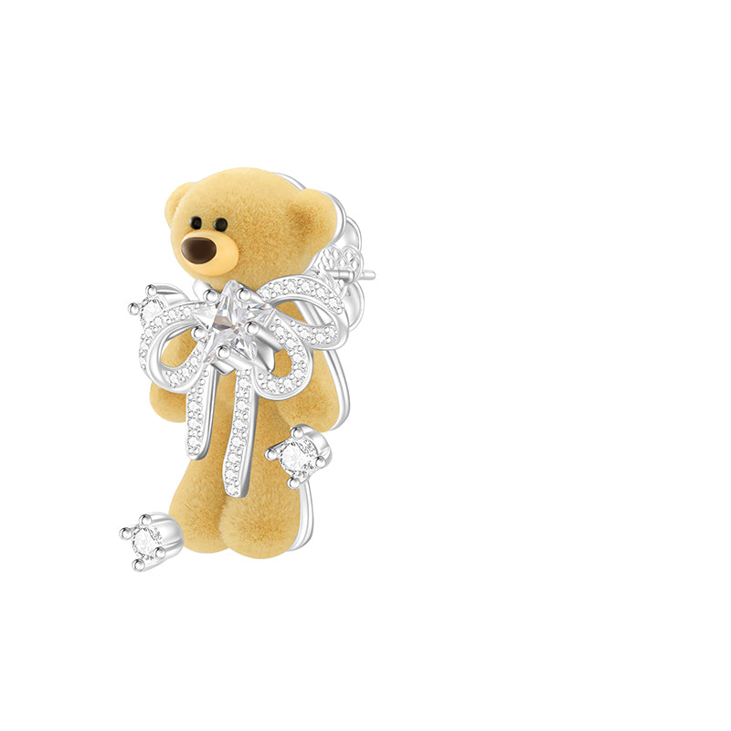 13DE MARZO Scarf Bear Crystal Rhinestone Ear Studs