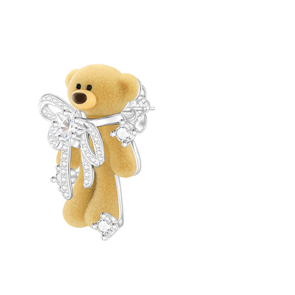 13DE MARZO Scarf Bear Crystal Rhinestone Ear Studs