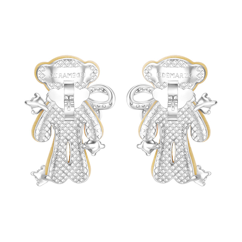 13DE MARZO Scarf Bear Crystal Rhinestone Ear Studs