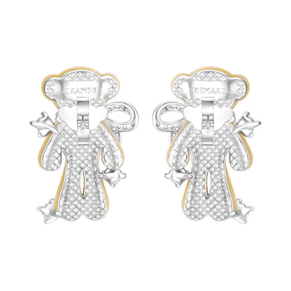 13DE MARZO Scarf Bear Crystal Rhinestone Ear Studs