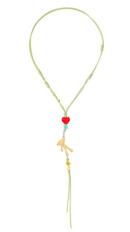 13DE MARZO Flocked Bear Pendant Necklace