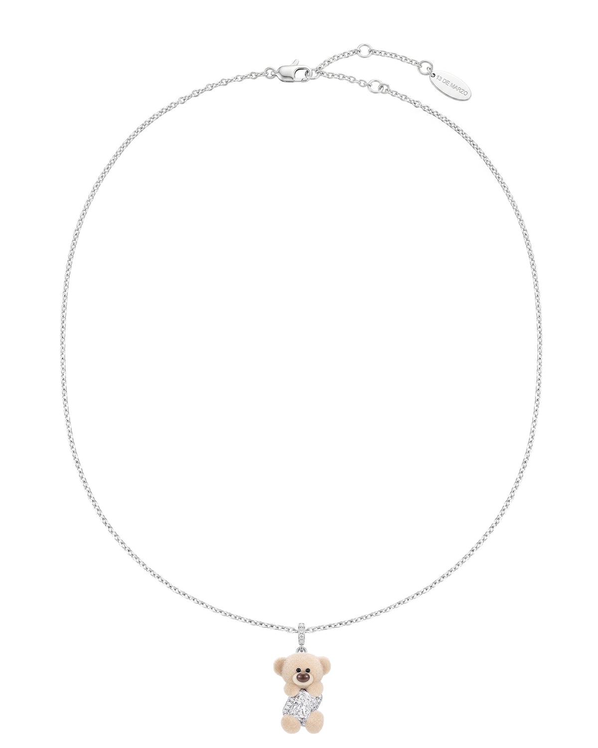 13DE MARZO Sugar Cube Zircon Bear Choker Khaki