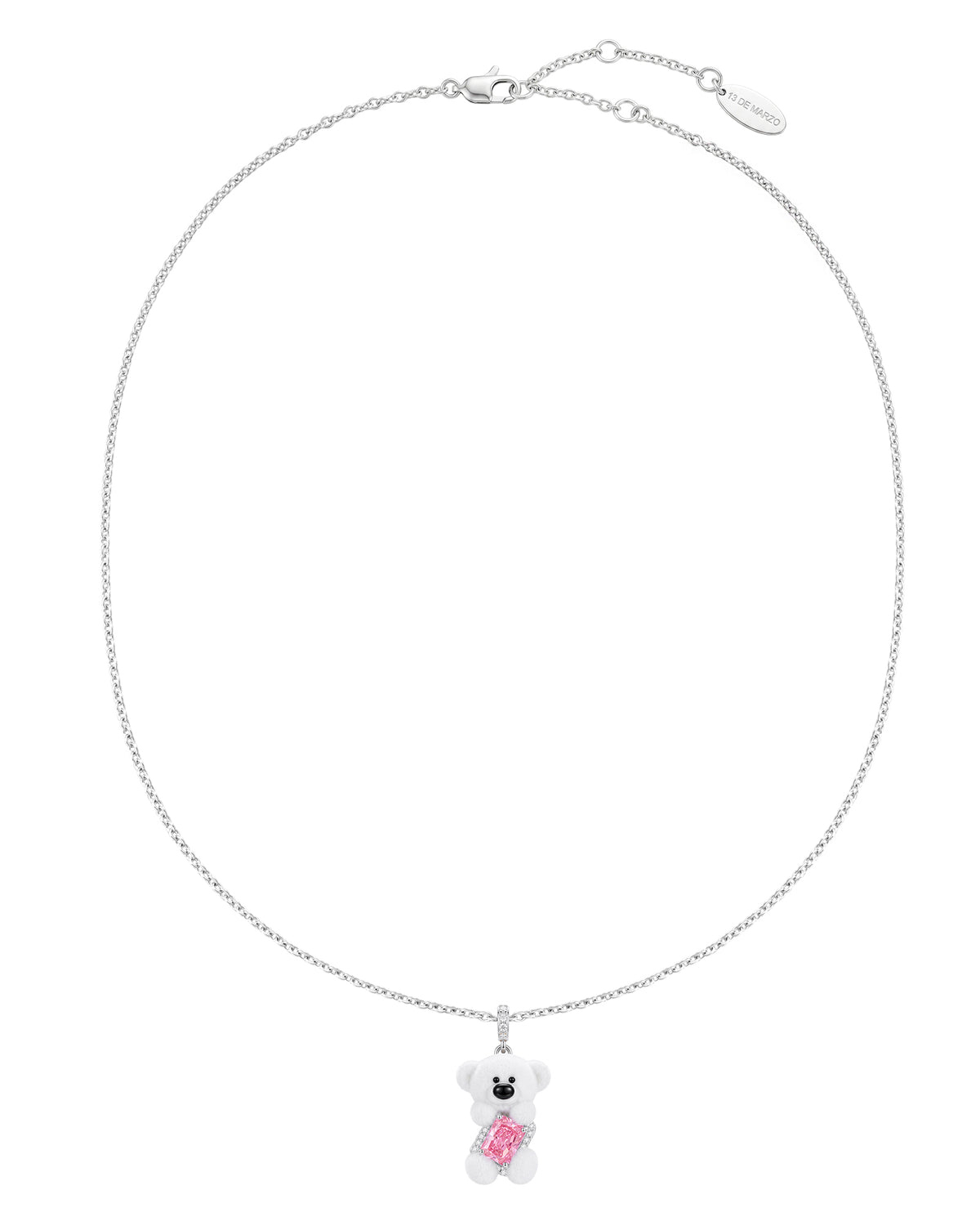 13DE MARZO Sugar Cube Zircon Bear Choker White