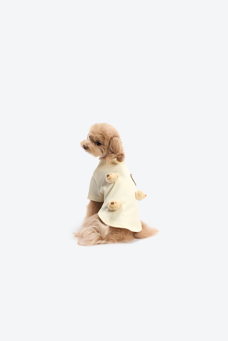 13DE MARZO Allover Bear Pet Tee Beige