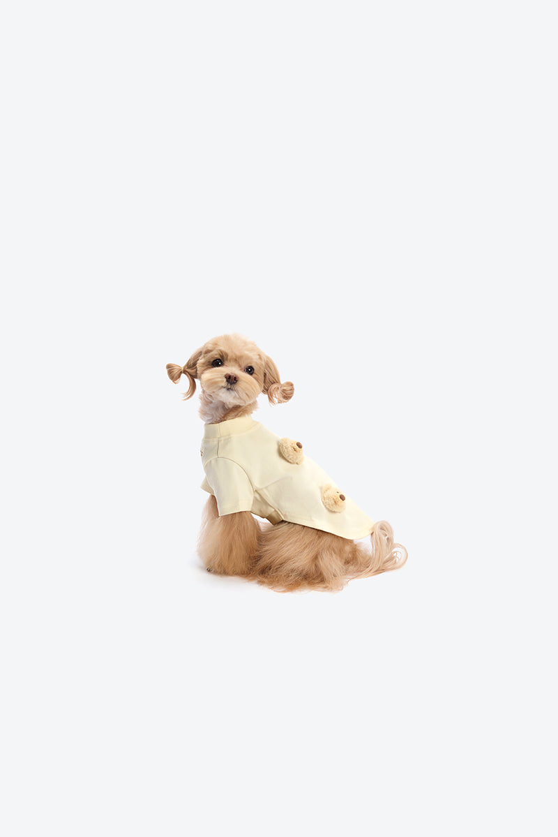 13DE MARZO Allover Bear Pet Tee Beige