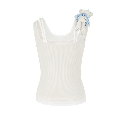 13DE MARZO Faux Gem Vest White