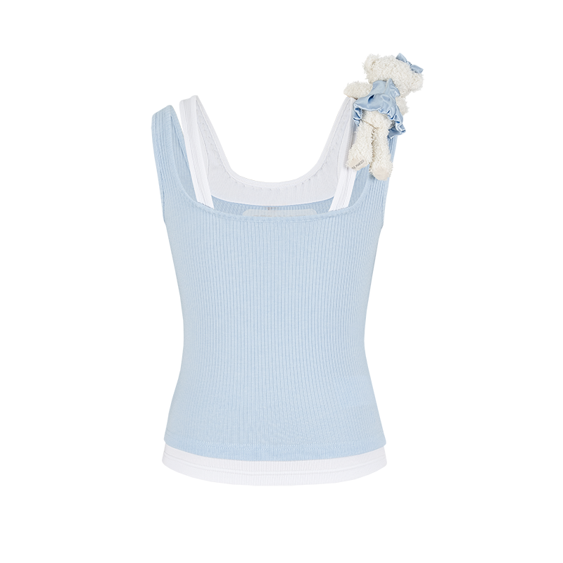 13DE MARZO Faux Gem Vest Blue