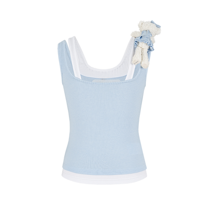 13DE MARZO Faux Gem Vest Blue