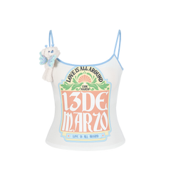 13DE MARZO Butterfly Bear Print Camisole