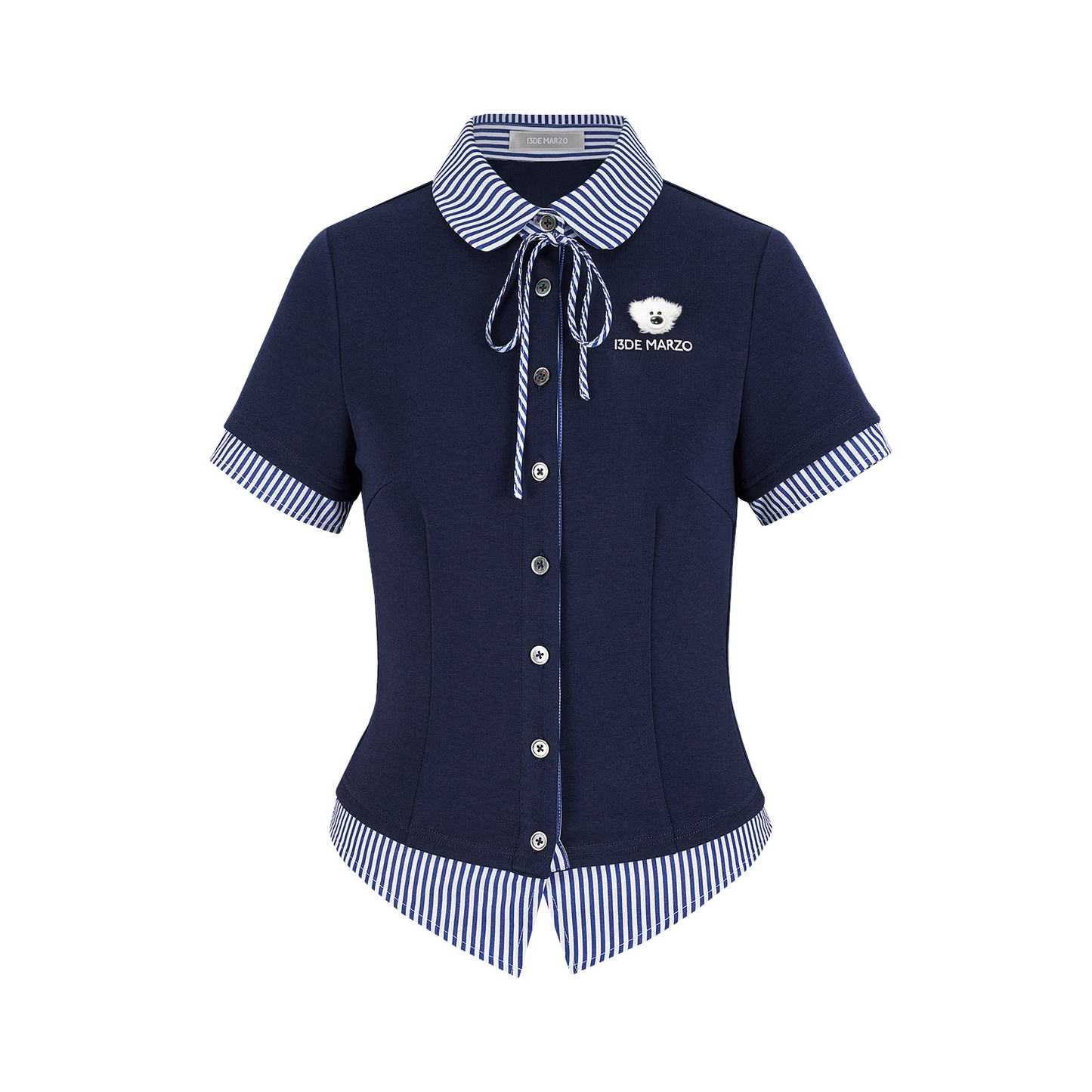 13DE MARZO Lines Bear Tight Shirt Nazy Blue