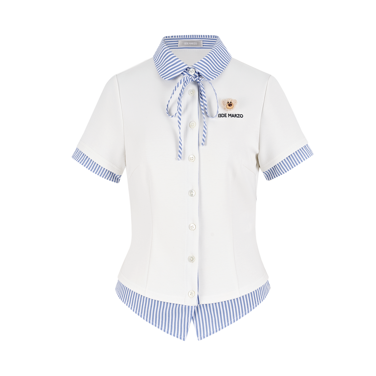 13DE MARZO Lines Bear Tight Shirt White