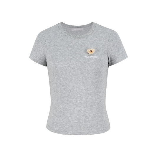 13DE MARZO Mini Logo Tight Tee Grey