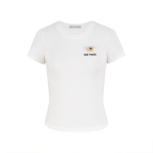 13DE MARZO Mini Logo Tight Tee White