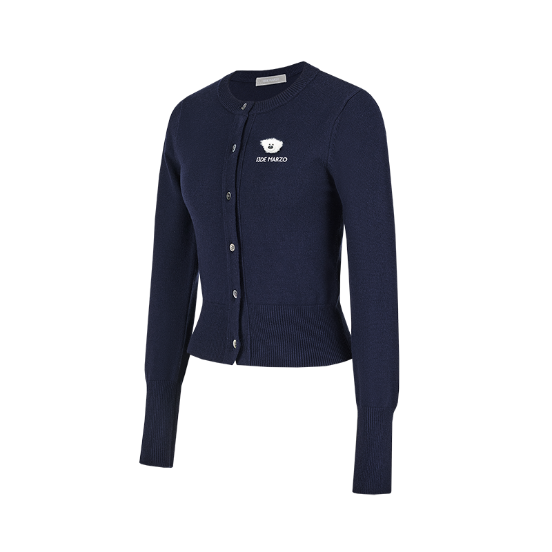 13DE MARZO Mini Logo Cardigan Navy Blue