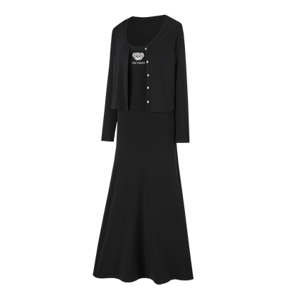 13DE MARZO Bear Top With Bodycon Dress Black