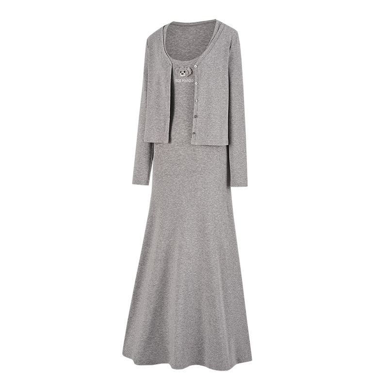 13DE MARZO Bear Top With Bodycon Dress Grey