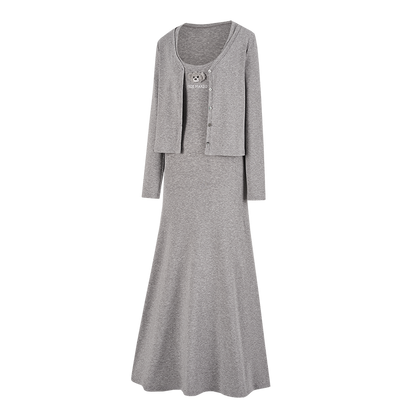 13DE MARZO Bear Top With Bodycon Dress Grey