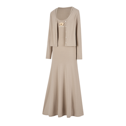 13DE MARZO Bear Top With Bodycon Dress Khaki