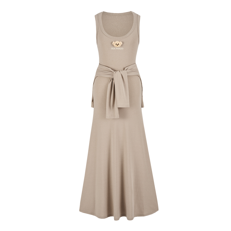 13DE MARZO Bear Top With Bodycon Dress Khaki