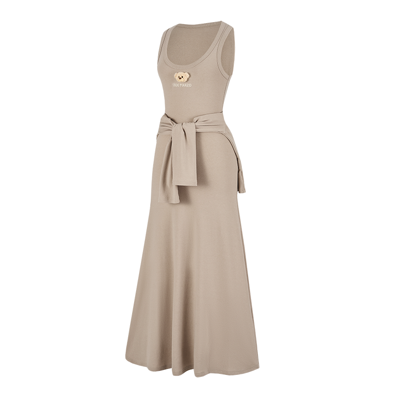 13DE MARZO Bear Top With Bodycon Dress Khaki