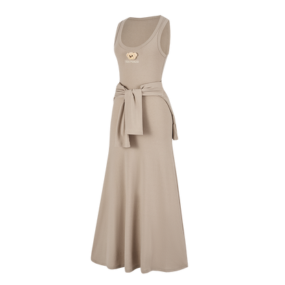 13DE MARZO Bear Top With Bodycon Dress Khaki