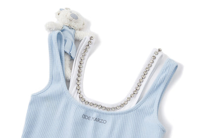 13DE MARZO Faux Gem Vest Blue