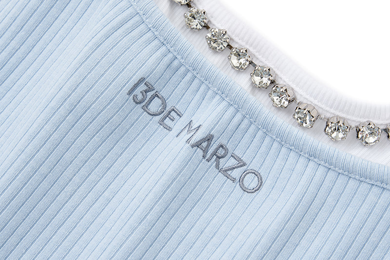 13DE MARZO Faux Gem Vest Blue