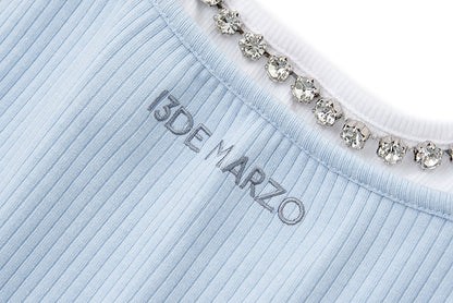 13DE MARZO Faux Gem Vest Blue