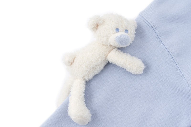 13DE MARZO Tapered Waist Bear Zip Hoodie Blue