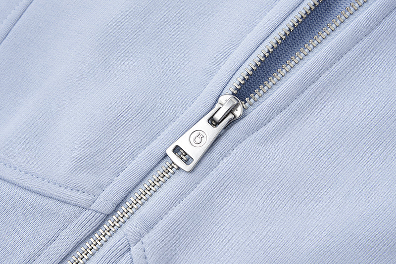 13DE MARZO Tapered Waist Bear Zip Hoodie Blue