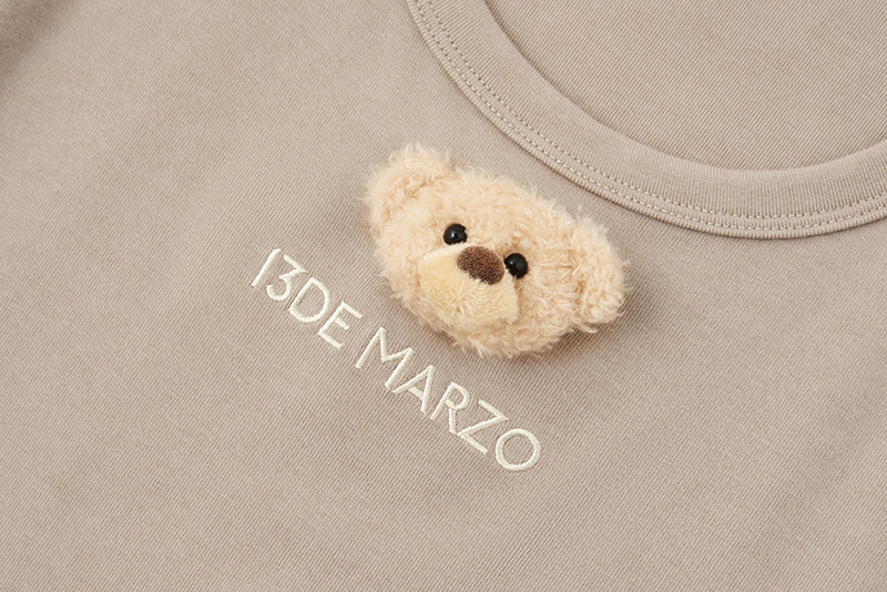 13DE MARZO Bear Top With Bodycon Dress Khaki