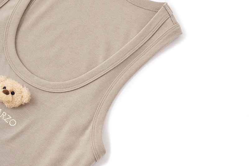 13DE MARZO Bear Top With Bodycon Dress Khaki