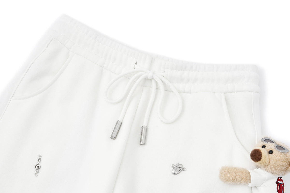 13DE MARZO Rolling Stones Bear Sweatpants Beige