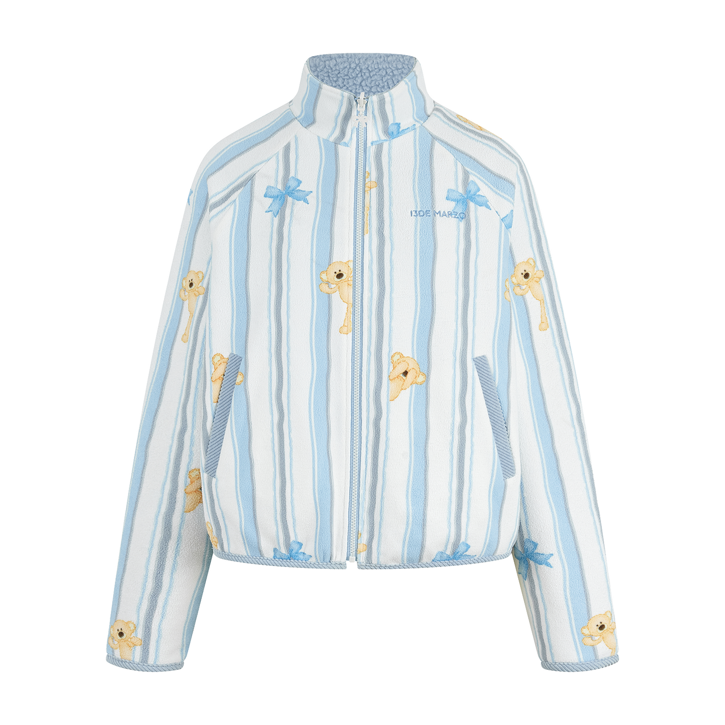 13DE MARZO Marzo Valley Fleece Print Jacket Blue