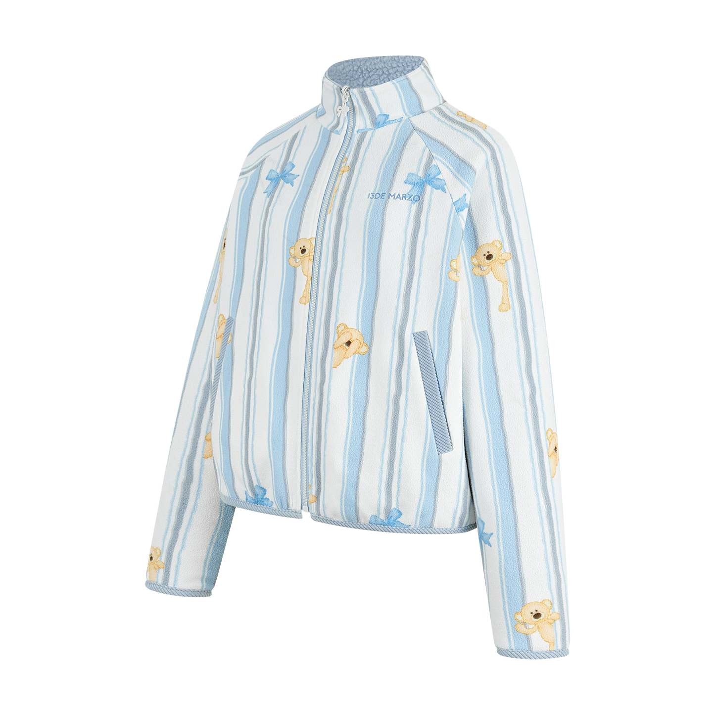 13DE MARZO Marzo Valley Fleece Print Jacket Blue