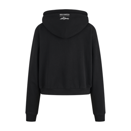 13DE MARZO Rolling Stones Bear Cropped Hoodie Black