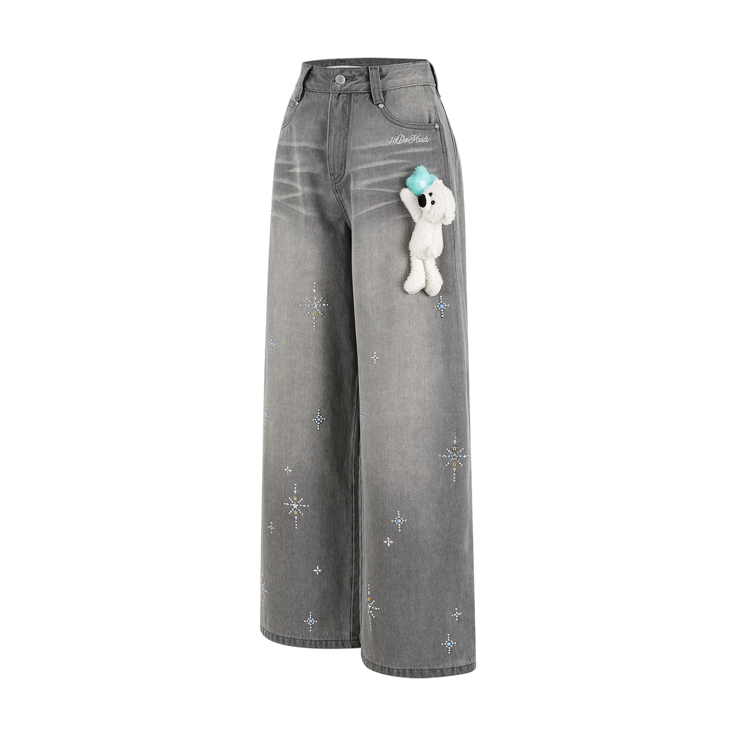 13DE MARZO Luminous Bear Star Jeans Grey