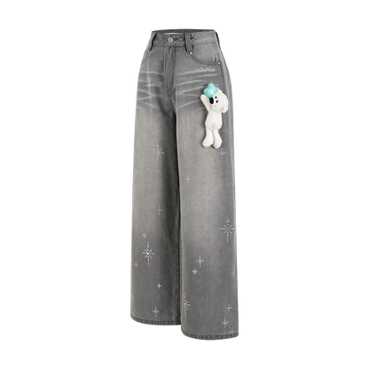 13DE MARZO Luminous Bear Star Jeans Grey