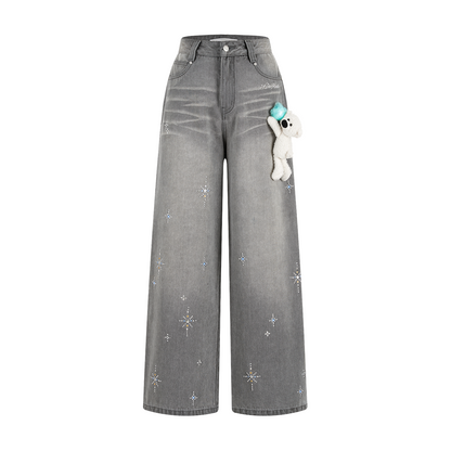 13DE MARZO Luminous Bear Star Jeans Grey