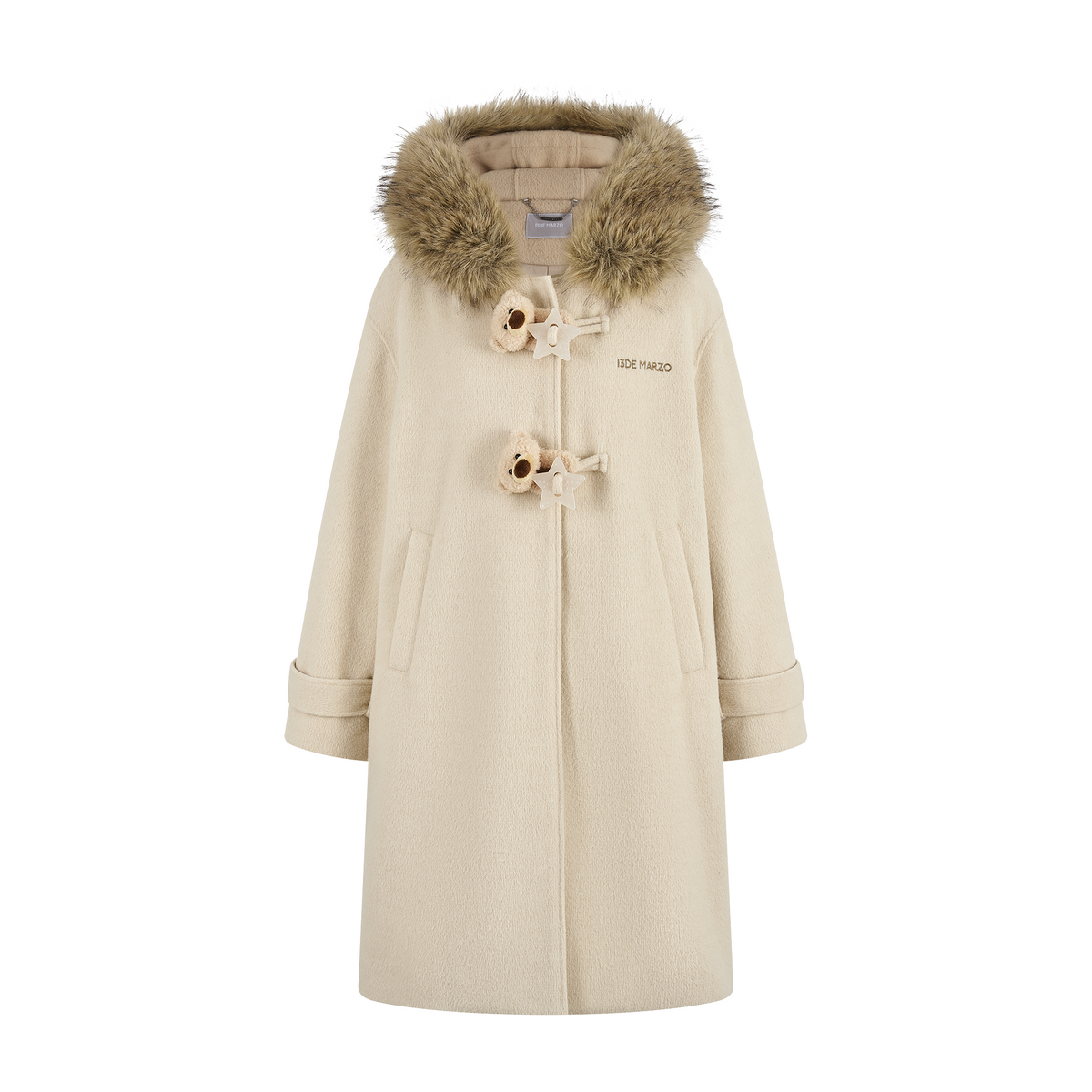 13DE MARZO Star Button Collar Coat Beige - 13DE MARZO