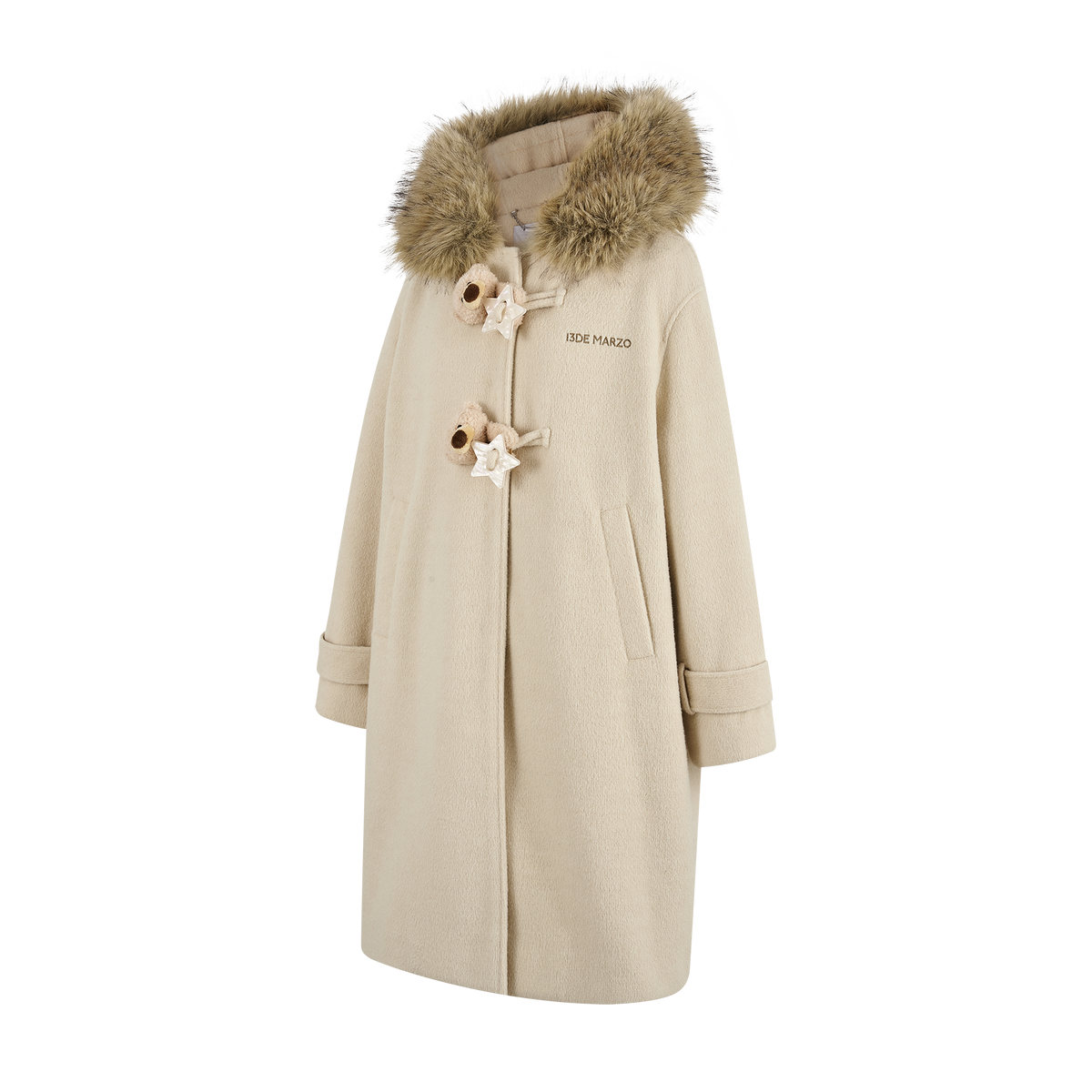 13DE MARZO Star Button Collar Coat Beige - 13DE MARZO